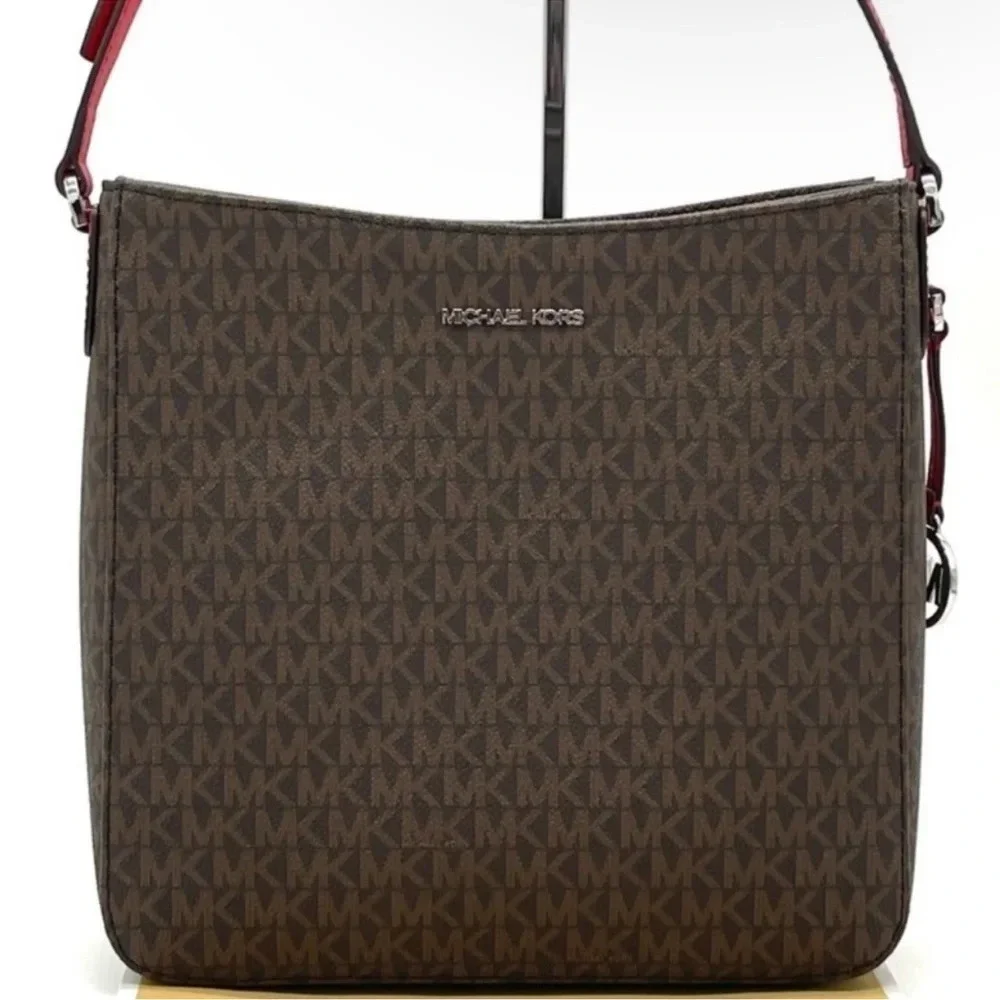 Michael Kors Large Messenger Crossbody Bag Brown/Red